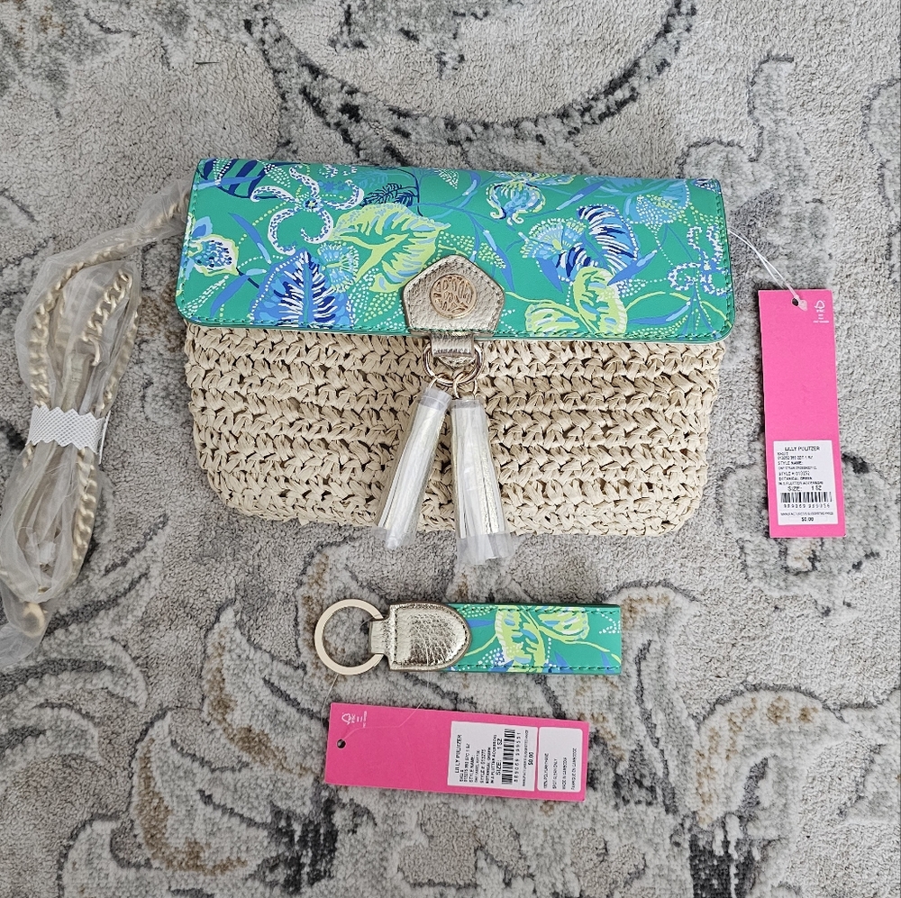 Lilly Pulitzer Gwp Straw Crossbody Bag NWT